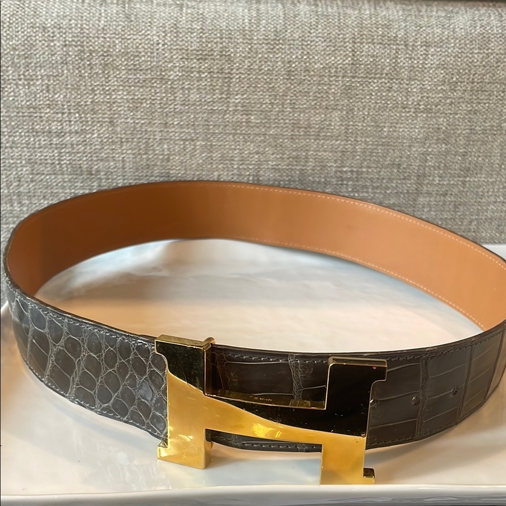 Hermes large H alligator belt sz 78 preowned